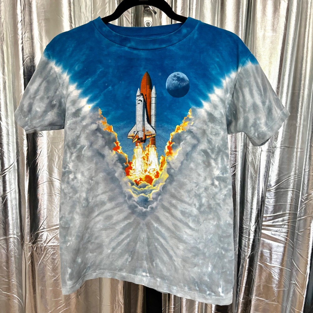 Liquid Blue Space Shuttle Tie-Dye Graphic Tee